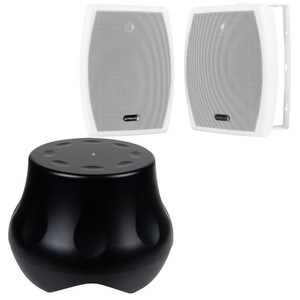 Dayton Audio Powered Outdoor Subwoofer and 6-1/2" Indoor /Outdoor IO655WT Speaker Bundle White